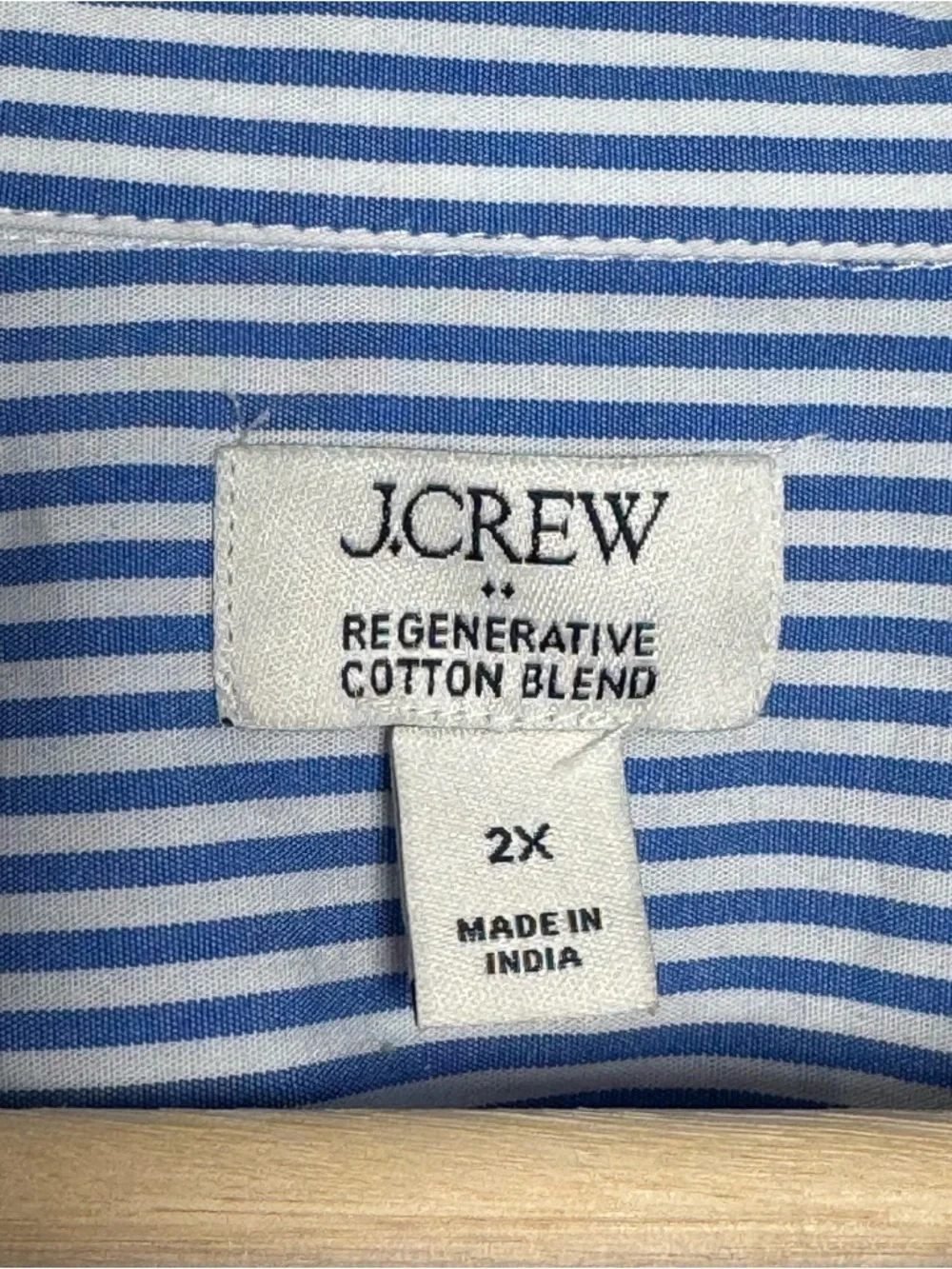J.Crew Blue Stripe Bow Embellished Button Down Shirt Size 2X Cotton Stretch NWOT - Picture 2 of 12